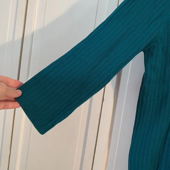 George Antique Teal Ribbed Scoop Neck Sweater EUC - Picture 4 of 7